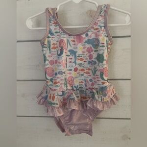 Flap Happy Mermaid Swimsuit AND Ruffle rash guard size 12 month girls